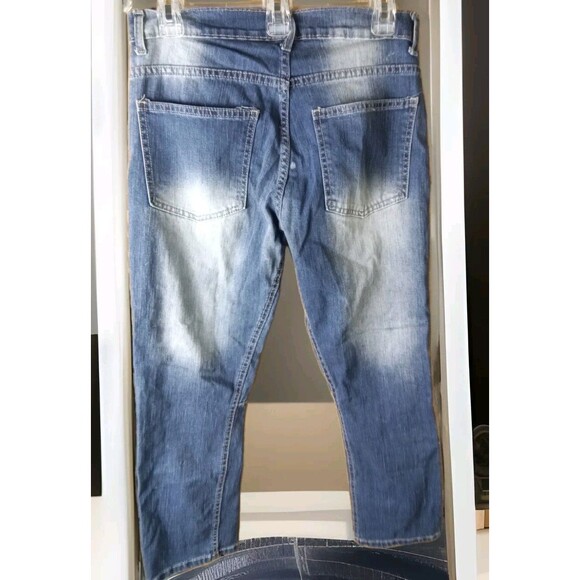 Lion Dynasty Women's Jeans Size 12 Slim Distressed Paint Made In Egypt Blue - Picture 9 of 14